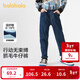 巴拉巴拉童裝兒童褲子男童長(cháng)褲秋冬裝寶寶直筒褲加絨時(shí)尚潮酷 牛仔深藍88301 150