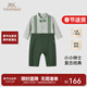 英氏（YEEHOO）【商場(chǎng)同款】嬰兒衣服春夏長(cháng)袖男寶連體衣小寶寶衣服 橄欖綠 90cm （推薦1-2歲）