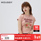 moussy 【熱銷(xiāo)爆款】甜美字母花卉印花修身短袖T恤028ISQ90-4211 091淺粉色 均碼