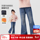 左西女童加絨牛仔褲2025新款兒童加厚保暖女孩喇叭褲子冬 牛仔色 160