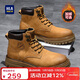 海瀾之家HLA男靴復古潮流馬丁靴男戶(hù)外秋冬工裝大黃靴子男 T121土黃色42