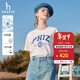 哈吉斯（HAZZYS）女裝 夏季女士【PHIZ系列】印花寬松短款圓領(lǐng)T恤女 米黃色OW S (155/80A 36)