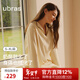 ubras【劉雯同款】奶酪絨刺繡翻領(lǐng)套頭長(cháng)袖長(cháng)褲套裝睡衣女家居服 女套頭款-奶酪黃色 M