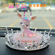 愛(ài)維親一路平安鹿汽車(chē)裝飾品擺件車(chē)載用品鑲鉆女神款高檔 座姿鹿+粉毛+皇冠+防滑墊
