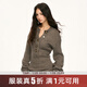 AAISUP美式復古半開(kāi)領(lǐng)針織毛衣女2025年秋冬氣質(zhì)修身顯瘦內搭打底上衣 灰色 S