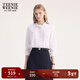Teenie Weenie小熊女裝襯衫2025秋季新簡(jiǎn)約優(yōu)雅少女感木耳邊領(lǐng)襯衣 象牙白 S
