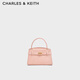 CHARLES&KEITH鱷魚(yú)紋凱莉包手提斜挎婚包包女包生日禮物CK2-50270880-1 Pink粉紅色CK2-50270880-4 S