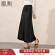 香影新中式緞感黑色半身裙女2026春裝新款垂感竹影提花國風(fēng)a字裙 黑色 M 160/64A/95-110斤