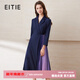 愛(ài)特愛(ài)（EITIE）春季新款商場(chǎng)同款翻領(lǐng)收腰顯瘦七分袖撞色裙擺時(shí)尚連衣裙6507255 深藍色31 M 160