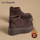 拉夏貝爾厚底雪地靴女秋冬新款加厚保暖棉鞋休閑百搭馬丁靴子 棕色 37
