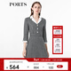 PORTS寶姿女裝 秋冬新品收腰氣質(zhì)連衣裙ALL9D016JFE033 黑色格子 M (6)