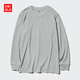 優(yōu)衣庫男裝女裝柔軟圓領(lǐng)T恤/休閑長(cháng)袖上衣479783 03 灰色 L