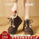ZHR厚底雪地靴女冬季加絨勃肯鞋女加厚保暖馬丁靴短靴女ML02A 咖色38