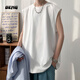OEMG 重磅美式高街砍袖背心男夏季小領(lǐng)口寬肩棉無(wú)袖運動(dòng)健身老頭衫 白色 XL [建議125-140斤]