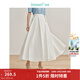 茵曼（INMAN）【商場(chǎng)同款】圍裹式半身裙2024春女裝新款腰頭繡花大傘擺裙子 珍珠白 M