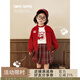幼悠女童金絲細閃格紋百褶裙2025春季新款兒童甜美可人紅色半身裙 紅色 110cm