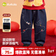 嘟嘟家男童牛仔褲加絨冬季女童褲子冬裝兒童長(cháng)褲國風(fēng)新年衣服寶寶拜年服 牛仔藍色 120