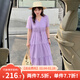惟友大碼連衣裙胖妹妹夏裝大碼女裝胖mm溫柔飄逸蛋糕裙 霞光紫 XL 【尺碼偏大】 建議130-150斤