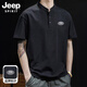 JEEP SPIRIT吉普短袖男士Polo衫夏季短袖t恤男休閑潮牌體恤男裝 黑色 L