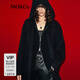 MO&Co.雙面呢外套2025冬新品可拆卸針織連帽門(mén)襟平駁領(lǐng)寬松MBE4COTT20 靛藍色 S /160