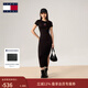 TOMMY JEANS【性感辣妹】25春夏新款女緊身包臀針織長(cháng)裙/螺紋吊帶連衣裙 【緊身短袖】黑色BDS S