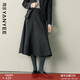 顏域（YANYEE）【79%羊毛】顏域灰色魚(yú)尾毛呢半身裙女2025冬季新款磨毛長(cháng)款裙子 深灰 M