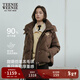 Teenie Weenie小熊女裝羽絨服2025冬新款休閑時(shí)髦仿羊羔毛拼接外套 棕色 M