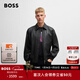 雨果博斯BOSS男士寬松飛行員夾克皮衣外套 001-黑色 M (48)