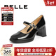 百麗（Belle）簡(jiǎn)約大氣瑪麗珍鞋女商場(chǎng)同款純色粗高跟單鞋3J607CQ4 黑色 37 (235mm)