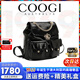 COOGI包包女款輕奢品牌頭層牛皮雙肩包大容量旅行通勤女士背包生日禮物 黑色