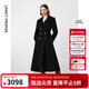 朗姿純羊毛軍旅風(fēng)收腰顯瘦氣質(zhì)高級呢子大衣修身毛呢外套冬季新款 黑色 M