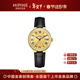 西普尼金表（HIPINE）女士手表輕奢金表女石英表純金999男表盤(pán)新款情侶手表生日禮物 【鋯石金面女款-黑帶】金重0.71g