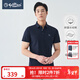 金利來(lái)【100%長(cháng)絨棉】春夏季節短袖polo衫男士暗條紋繡花修身商務(wù)T恤 95藏藍 XL 180/96A 推薦150-165斤