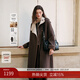 MSLAN冬日輕呢 復古立領(lǐng)雙面穿長(cháng)款羊絨大衣25冬季貝殼繡毛呢厚外套 深咖 XS