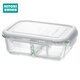 NITORI宜得利家居 耐熱玻璃飯盒 微波爐加熱保鮮盒 隔斷保鮮盒N 透明 980 單件裝
