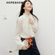 紅袖（hopeshow）復古宮廷風(fēng)雪紡衫2026春季新款女裝荷葉邊壓褶立領(lǐng)垂感氣質(zhì)上衣 本白001 M