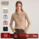 Teenie Weenie小熊女裝毛針織衫2025秋新款休閑撞色亨利領(lǐng)套頭毛衣 卡其色 S