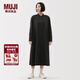 MUJI女式 法蘭絨 立領(lǐng)長(cháng)袖連衣裙女裝裙子純棉連身裙25年冬季 炭灰色格紋 M (160/84A)