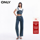 ONLY夏季休閑百搭高腰套裝老爹褲長(cháng)褲牛仔褲女|124164001 J35 510洗水牛仔藍 S 160/64A