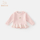 班喜迪【7A抗菌】女童長(cháng)袖t恤春裝新款洋氣兒童公主打底衫春秋寶寶上衣 粉色 【7A抑菌】 110