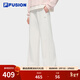 FILA FUSION斐樂(lè )潮牌針織直筒長(cháng)褲女25冬季新款時(shí)尚休閑寬松闊腿褲子 云白色-WT S 160/62A/S