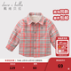戴維貝拉（DAVE＆BELLA）加絨格子女童襯衣兒童襯衫男童長(cháng)袖上衣秋冬打底衫寶寶冬季中大童 橘灰格子 90 cm(3Y(建議身高80-90cm))