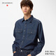 優(yōu)衣庫合作款/男裝女裝牛仔襯衫/水洗產(chǎn)品長(cháng)袖襯衣484245 68 深藍色 L