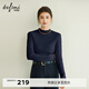 伊芙麗（eifini）蔣欣代言伊芙麗基礎半高領(lǐng)蕾絲邊針織衫羊毛打底衫女25冬新 藏青 S 80-105斤
