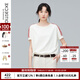 例外（EXCEPTION）輕奢國潮女裝春秋款純棉圓領(lǐng)套頭寬松短袖T恤內搭半袖上衣 米白/05 L