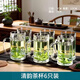 青蘋(píng)果加厚耐熱玻璃茶杯帶蓋茶飲杯蓋杯帶把杯子辦公家用喝水杯泡茶杯 素雅直身泡茶杯六只裝