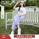 香影休閑套裝女2025年夏季新款一整套搭配短袖t恤紫色褲子兩件套 紫色 XL