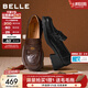 百麗（Belle）復古流蘇抓皺羊皮樂(lè )福鞋女2026春新柔軟粗跟通勤單鞋B2988AA6 棕色 37 (235mm)