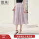 香影法式紫色波點(diǎn)半身裙女2025夏季新款氣質(zhì)松緊高腰a字過(guò)膝裙子 紫色 L 165/68A/110-125斤