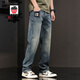 AEMAPE美國蘋(píng)果高端牛仔褲男2025秋冬新款復古藍寬松直筒高街休閑褲子男 復古藍 33 腰圍2尺6適合140-150斤左右